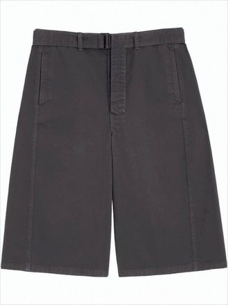 Christophe Lemaire Loose-Fit Grey Cotton Shorts With Fabric Belt Detail