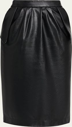 Stella McCartney Vegan Leather Gathered Midi Pencil Skirt