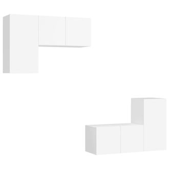 vidaXL Set De Muebles De Sal&oacute;n Tv 4 Piezas Madera De Ingenier&iacute;a Blanco Vidaxl