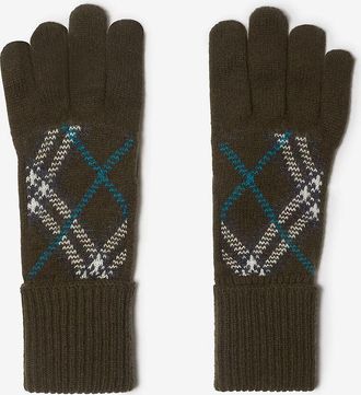 Burberry Jacquard-Strick-Handschuhe aus Kaschmir Check