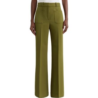 Reiss Priya Patch Pocket Wide Leg Pants in Chartreuse Green at Nordstrom, Size 12 Us
