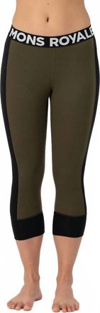 Mons Royale Womens Cascade Merino Flex 3/4 Legging In Dark Olive