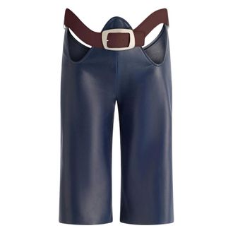 Jean Paul Gaultier Casual Shorts, female, Blue, Size: M Leather Bermuda
