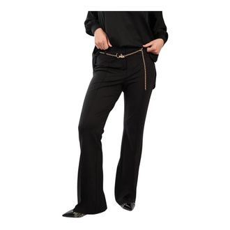 Cambio Wide Flare Broeken - Dames - Wijde Broeken - Zwart - L - Leer - Broeken