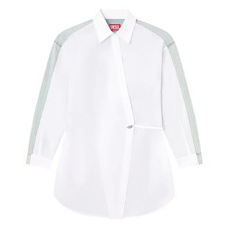 Diesel Shirt Dresses, female, White, Size: 2XS White Wrap Dress Cotton Denim