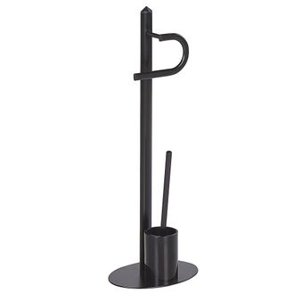Beliani Soporte De Papel Higi&eacute;nico De Metal Negro Recubrimiento En Polvo Portarrollos Escobillero Accesorio De Ba&ntilde;o Moderno Sarto