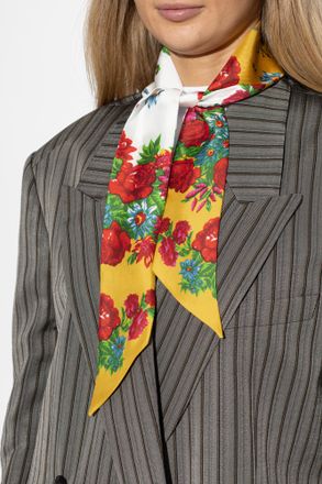 Moschino Silk Scarf With Floral Motif, Unisex, Multicolour