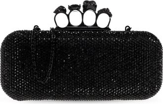Alexander McQueen Knuckle Long Clutch - Dames - Clutches - Zwart - ONE Size - Leer - Tassen