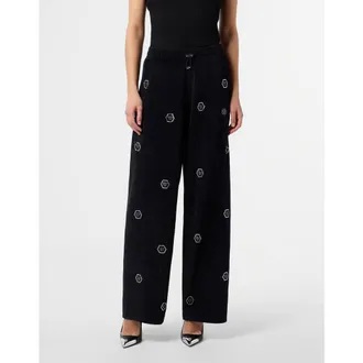 Philipp Plein Chenille Skater Fit Tracksuit Pants Monogram Strass Women in Black at Nordstrom, Size X-Small