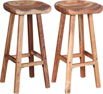 vidaXL Vidaxl - Taburetes De Barra De Cocina 2 Unidades Madera Maciza De Acacia