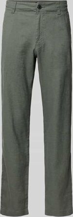 Boss Orange by Hugo Boss BOSS Orange Regular Fit Leinenhose aus Leinen-Mix Modell Sanderson-L-3 in Oliv, Gr&ouml;&szlig;e 32/32