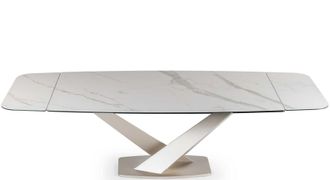 Naos Ausziehbarer Designer Esstisch Zeus 200-280 x 100 cm - Calacatta / Champagne