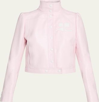 Courr&egrave;ges Textured Vinyl Crop Jacket