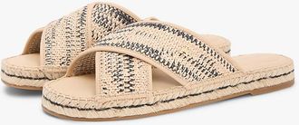 Tommy Hilfiger Womens Raffia Espadrille Slide Sandal - Natural/Black - US 6.5 / EU 37