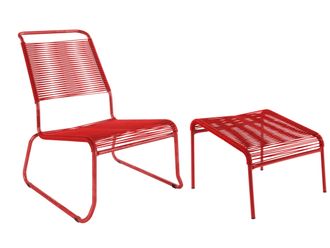 Schubiger M&ouml;bel Spaghetti-Kufen-Lounger-Hochlehner + Hocker S&auml;ntis