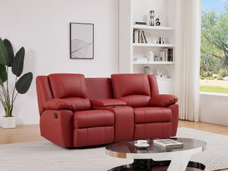Vente-Unique Divano 2 posti relax in Pelle di vacchetta Rossa - AROMA