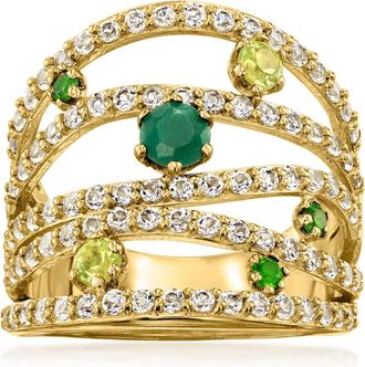 Ross-Simons Multi-Gemstone Highway Ring in 18kt Gold Over Sterling