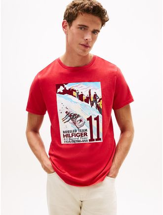 Tommy Hilfiger Mens Hilfiger Bobsled Team Graphic T-Shirt - Red - XXXL