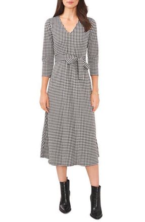 Chaus Houndstooth Check Jacquard Midi Dress in Black/white at Nordstrom, Size X-Large