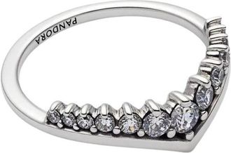 Pandora Wishbone Ring Met Zirkonia - Dames - Ringen - Grijs - 52 MM - Accessoires