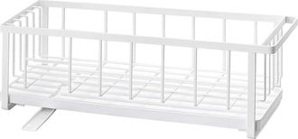 Yamazaki Tableware 5068 Tower Wire Dish Drainer Slim, White, Steel/abs Resin/polypropylene/silicone, 57.5 X 16 X 18.5 Cm
