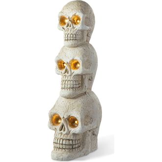 Glitzhome Lighted Halloween MGO Skull Porch Decor with Timer in White at Nordstrom, Size Medium