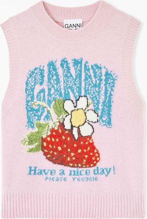 Ganni Pink Vest with Strawberry