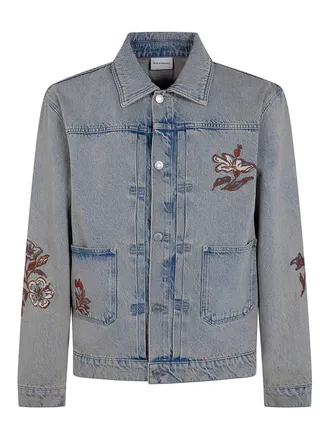 Dr&ocirc;le de Monsieur Brode Fleurs Dusty Denim Jacket