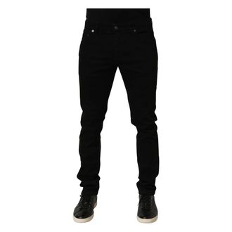 Dolce & Gabbana Black Cotton Stretch Skinny Denim Trouser Jeans - male - Dolce & Gabbana - Skinny Fit Jeans - Black - XL - Jeans