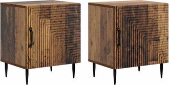 vidaXL Armario De Noche 2 Uds. Madera Envejecida 43 X 34,5 X 50 Cm Vidaxl