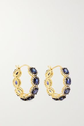 Amrapali London Orecchini A Cerchio In Oro 18 Carati Con Zaffiri E Diamanti Mini Rajasthan