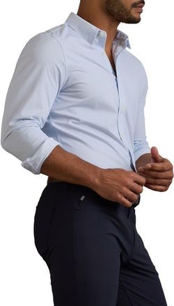 Rhone Commuter Slim Fit Performance Button-Up Shirt in Light Blue Wave Geo at Nordstrom, Size Xx-Large