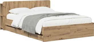 vidaXL Estructura De Cama Con Almacenamiento Y Cabecero Roble Artisan Vidaxl