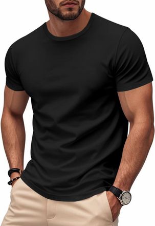 Generic Gym Top, Mens Short Sleeve T-Shirt Crew Neck Solid Casual Training Hiking Workout Athletic Tee T Shirts Men Funny Tshirts White Polo Shirts (XXL, Blac