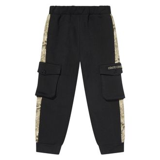 Roberto Cavalli Logo Joggers - male - Roberto Cavalli - Sweatpants - Black - 6 Y - Kids