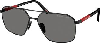 Prada Zonnebril Linea Rossa - Heren - Zonnebrillen - Zwart - 60 MM - Accessoires
