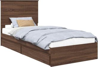 vidaXL Cama Con Almacenamiento Con Cabecera Roble Marr&oacute;n 90 X 190 Cm Vidaxl