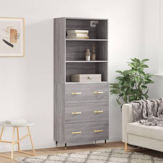 vidaXL Vidaxl - Aparador Alto Madera Contrachapada Gris Sonoma 69,5x34x180 Cm