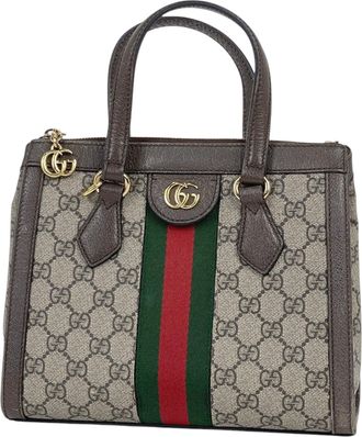 Gucci Beige Brown Gg Supreme Tote Bag (Pre-Owned)