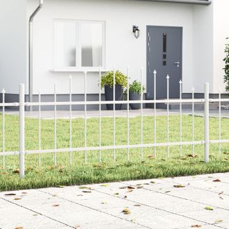 Berkfield Home Fence Panel with Spike Arch Set of 4 White Powder-Coated Steel