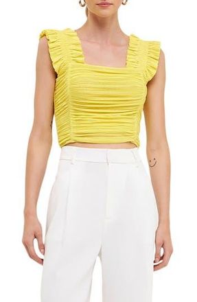 endless rose Ruffle Pleat Crop Tank in Yellow at Nordstrom Rack, Size X-Small