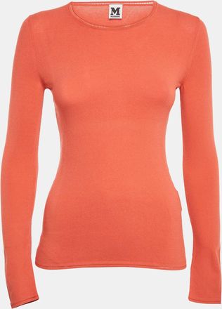 M Missoni Orange Stretch Knit Crewneck Sweatshirt