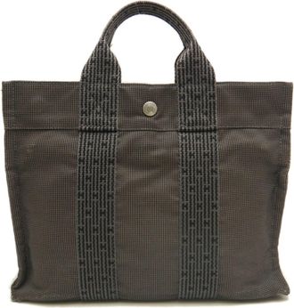 Herm&egrave;s Gray Polyester Tote Bag (Pre-Owned)
