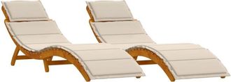 vidaXL Vidaxl - Sun lounger 2 pcs White 184 x 55 x 64cm Solid Acacia wood