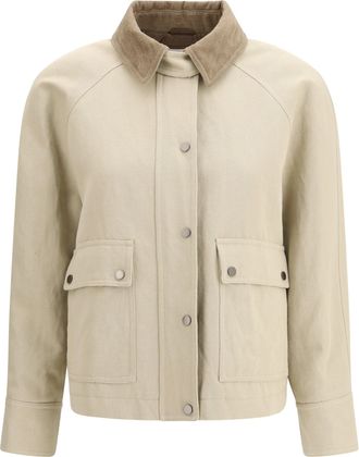 Brunello Cucinelli Womens Jacket Cotton-Linen Canvas Beige