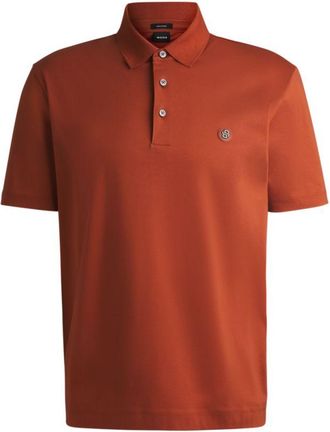 BOSS Mercerized-cotton polo shirt with double monogram