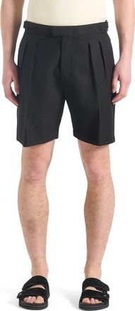 Mani&egrave;re De Voir Bertrand Twin Pleat Tailored Shorts in Black at Nordstrom, Size 36