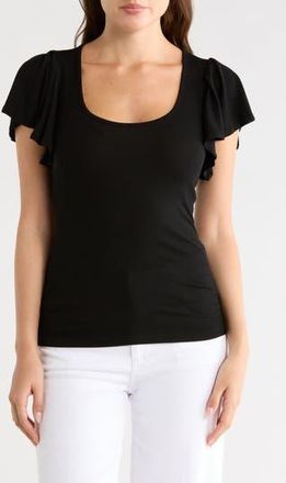 AG - Adriano Goldschmied Sisley Flutter Sleeve T-Shirt in True Black at Nordstrom Rack, Size X-Small