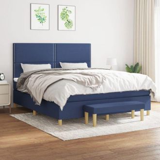 vidaXL Vidaxl - Cama Box Spring Con Colch&oacute;n Tela Azul 180x200 Cm