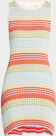 Ramy Brook Cailin Striped Rib-Knit Mini Dress